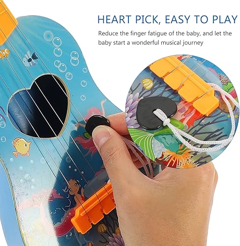 Miniatura 5 de Vaguelly Baby Toys Guitarra Guitarra de 17 pulgadas, mini guitarra de 4 cuerdas, ukelele musical, instrumentos educativos tempranos, rima musical de