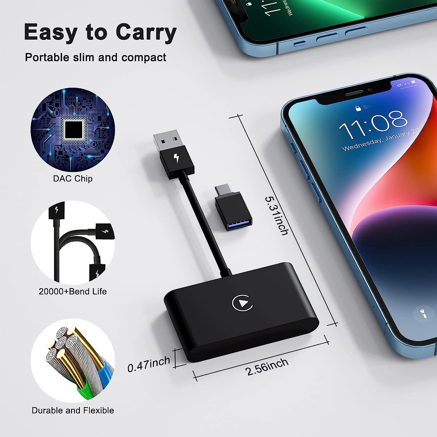 Draadloze CarPlay & Android Auto Dongle – 2-in-1 oplossing
