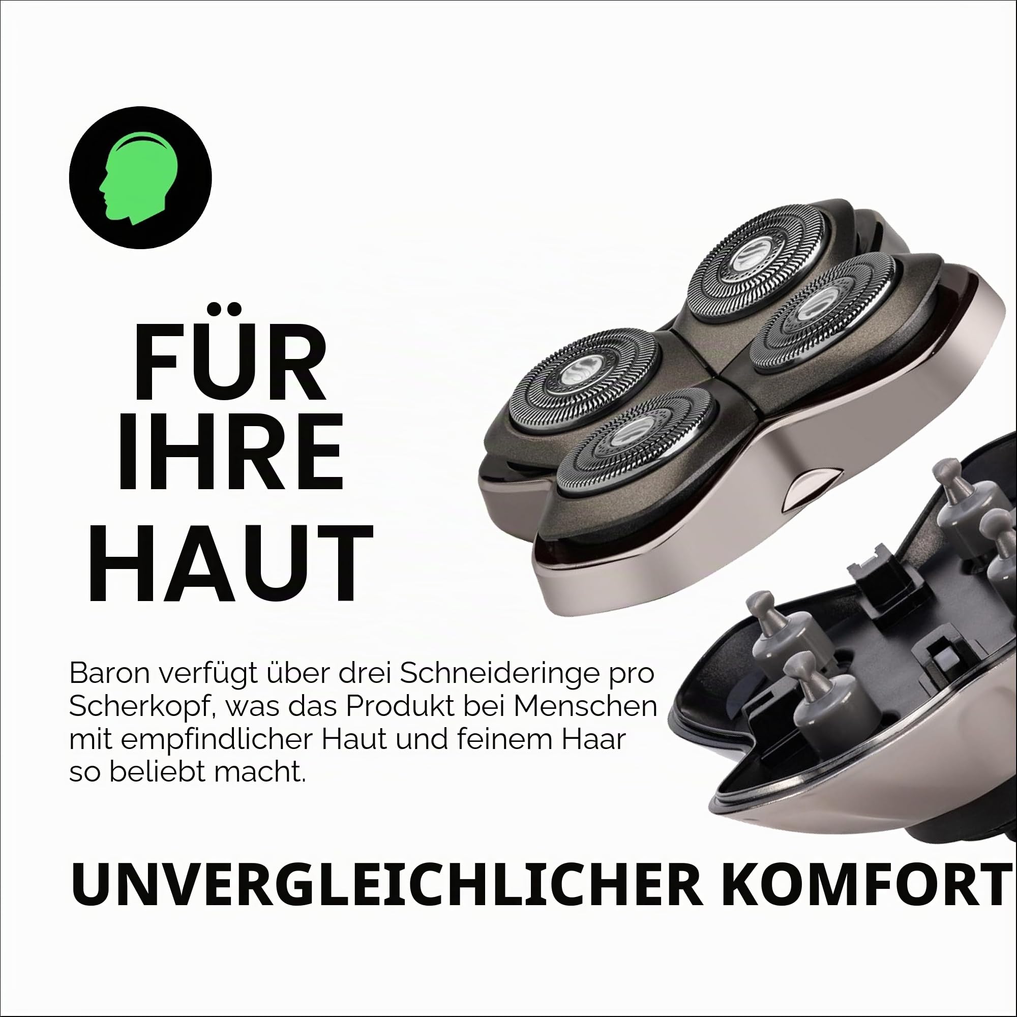 Skull Shaver Baron PRO 4-köpfige Ersatzklinge für Pitbull, Palm & Butterfly Kiss | Für Pitbull, Palm & Butterfly Kiss Rasierer, Bartpflege, Körperrasur & Glatzenrasur