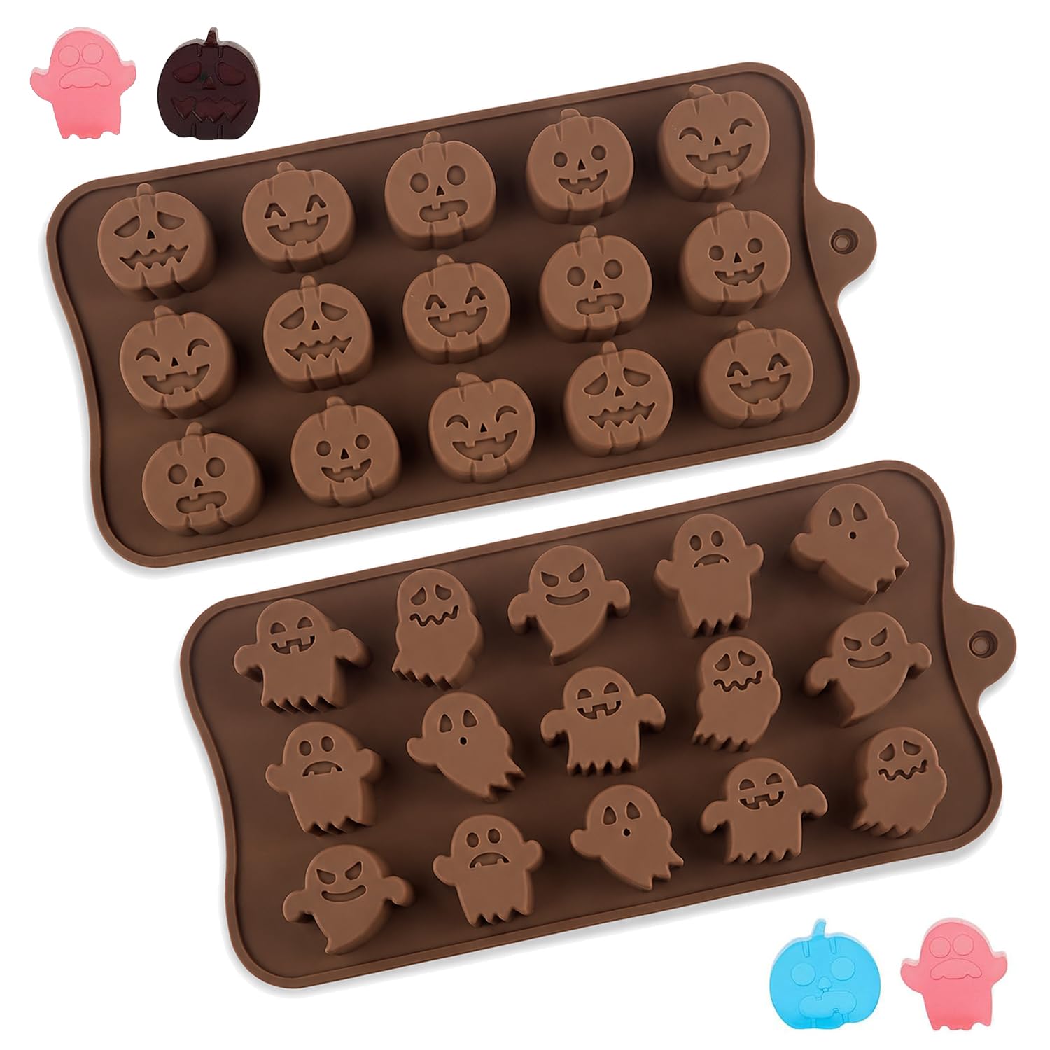YXHZVON 2 Halloween Pumpkin-Ghost Chocolate Mould Candy Fondant Baking Mold
