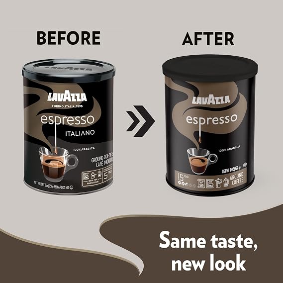 Lavazza Caffe Espresso مزيج القهوة المطحونة ، مشوي متوسط ، 8 - يمكن للأوقية