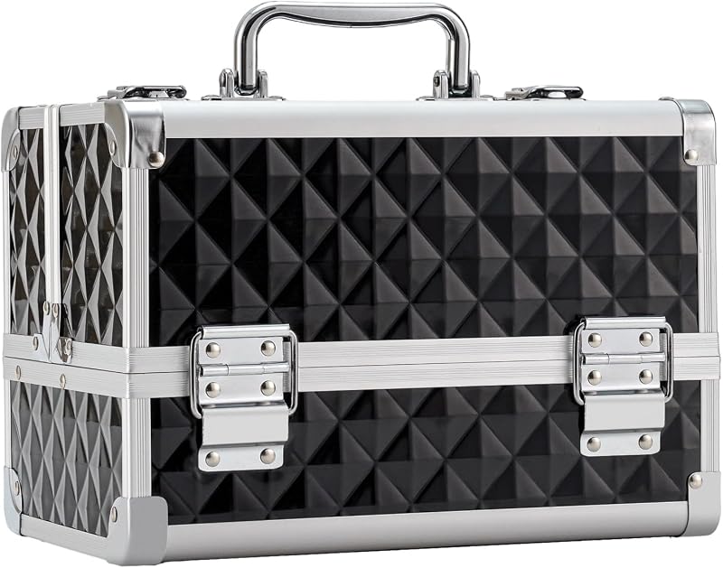 Leeora&Leekoo LK801 Maleta de Maquiagem com 2 Bandejas, Compartimentos e Fecho de Fivela, Watercube