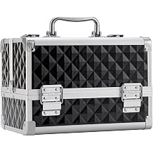 Leeora&Leekoo Makeup Train Case Cosmetic Box Portable Makeup Case Organizer 2 Trays Makeup Storage for Cosmetologist Aesthetic Supplies Nail Tech Traveling Makeup Box Watercube