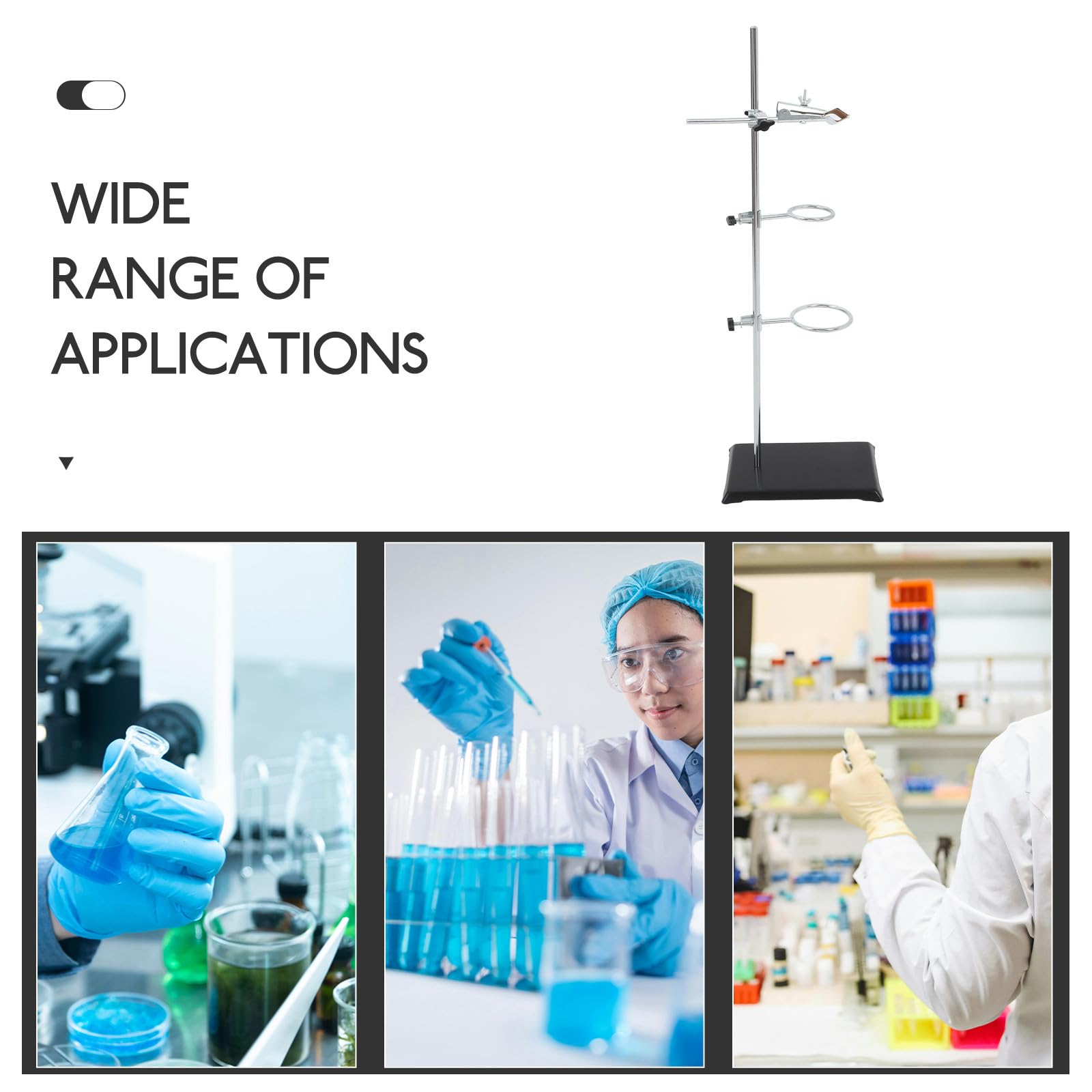 LIFKOME Soporte De Laboratorio Metálico Base Ancha Soporte De Embudo y Abrazadera Para Adecuado Para Enseñanza y Experimentos Científicos
