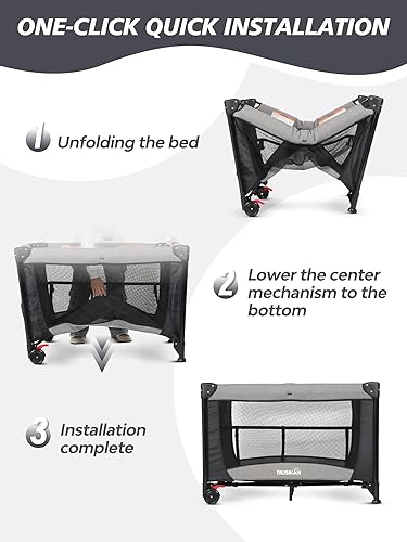 Miniatura 5 de Cuna para bebé, empacar y jugar con moisés, cama de noche con cambiador de pañales, mosquitera, caja de música, cuna portátil con instalación de un