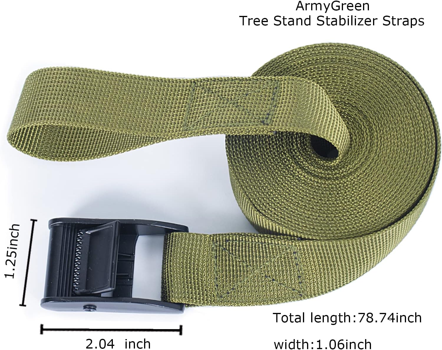 WILLWIN Tree Stand Stabilizer Straps, Tree Stand Accessories, Hunting Utility Strap with Loop End for Holding Climbing Tree Stand and Backpack, Hanging Trail Cameras and Holding Gear (1'' x 78'') image 2