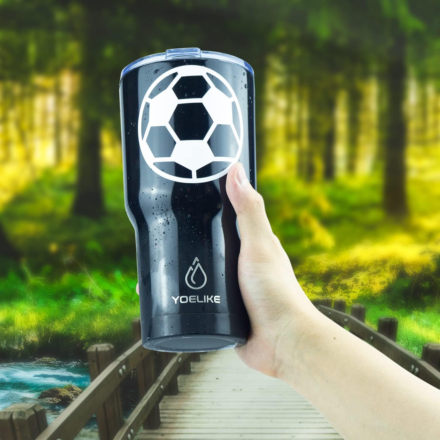 yoelike Soccer 30 oz tumbler with lid and straw, Stainless Steel, Vacuum Insulated Iced Coffee Tumbler Cup, Leak-Proof Travel Mug, Gift Box For Coach Fan Dad Mon Women Men - Image 6