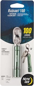 Nite Ize Radiant 100 Keychain Flashlight - Waterproof Mini Keychain Flashlight with Bright 100 Lumen Light - Backpacks & Keys Accessory - Olive