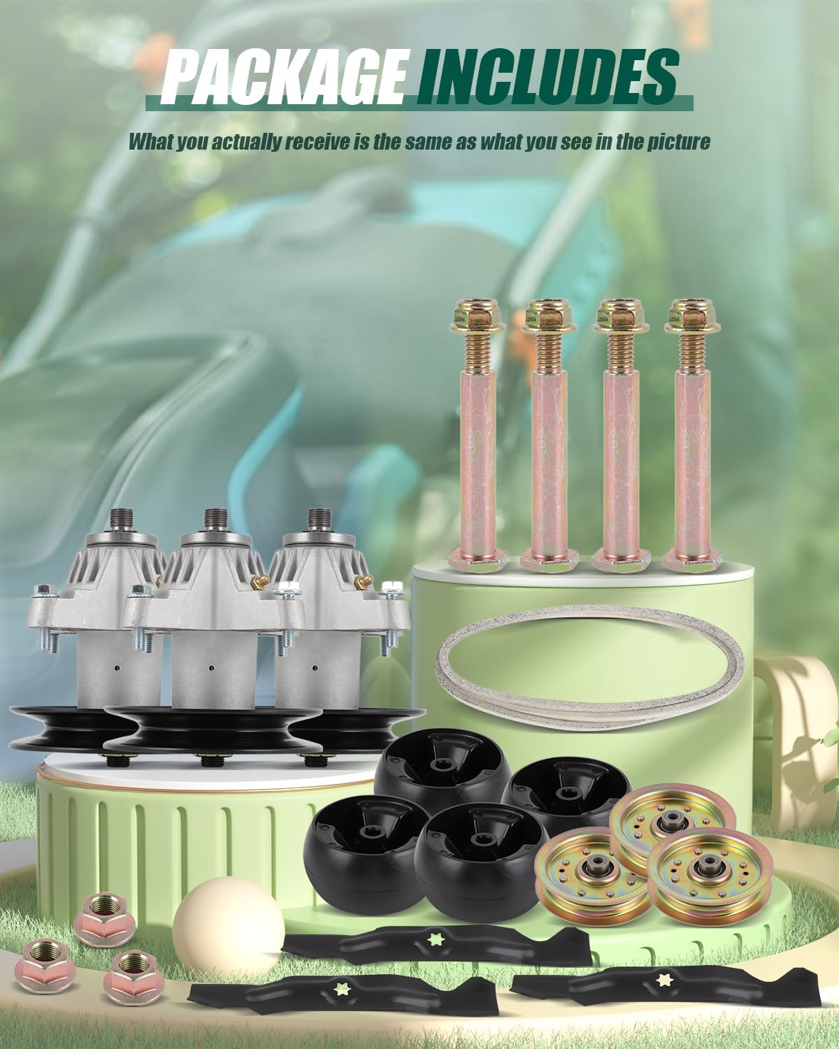 ACEBRI Deck Rebuild Kit 50 Inch Mower Deck Spindle for Cub Cadet RZT50 RZT50VT Spindle Replace 618-04126A Blade 742-04056 Belt 754-04044 Pulley 756-04129C Deck Wheel 734-04155