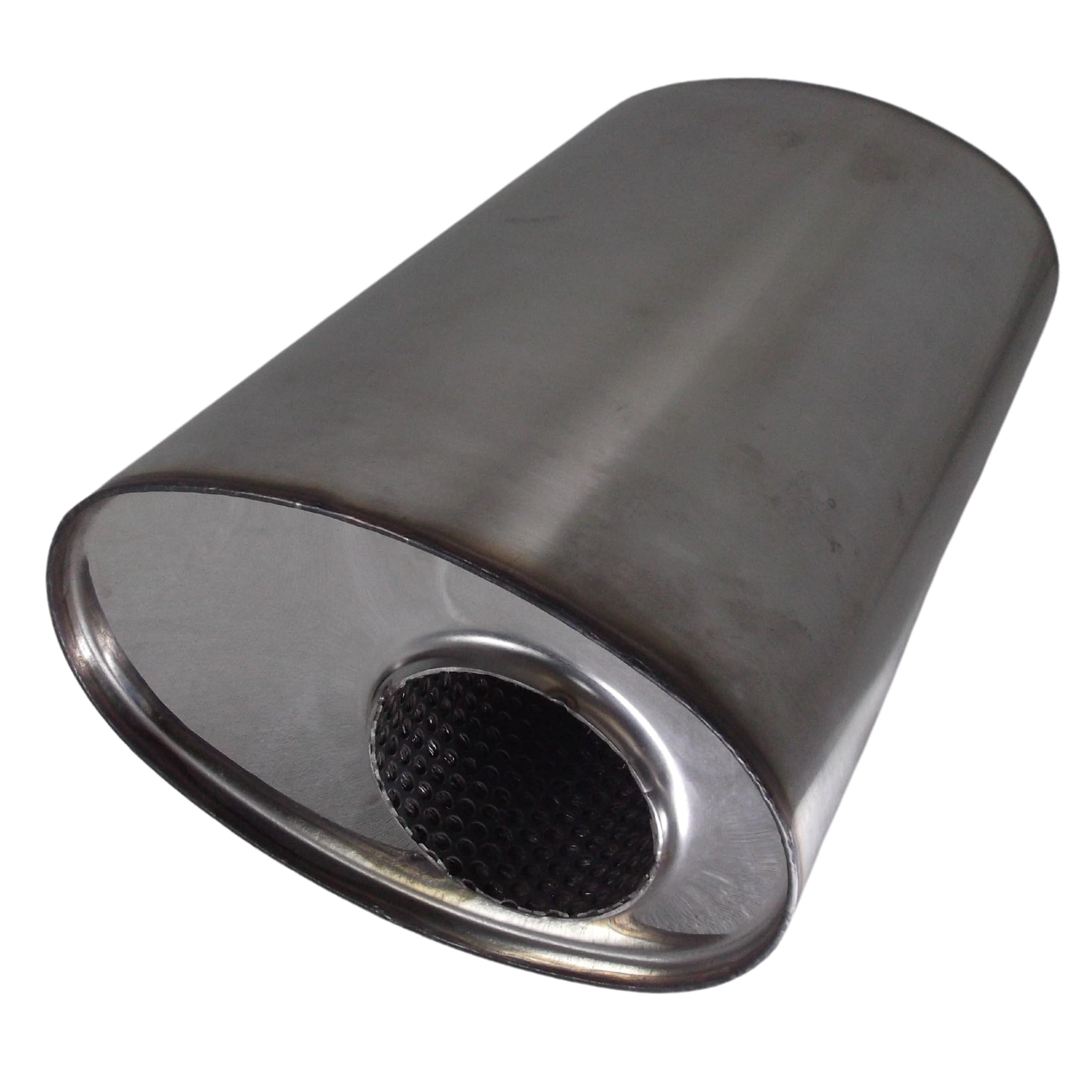 Genérico Silenciador Ovalado 35x21x13 silenciador escape coche -escape coche deportivo -tubo de escape coche -silenciador inox -silenciador deportivo universal-Acero Inoxidable (Boca Lado 3 Pulgadas)