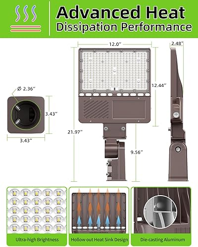 Miniatura 7 de Luz LED para estacionamiento con certificación UL, 150 W, 120 W, 90 W, ajustable, con fotocélula de 22500 lm, caja de zapatos, luces de inundación,