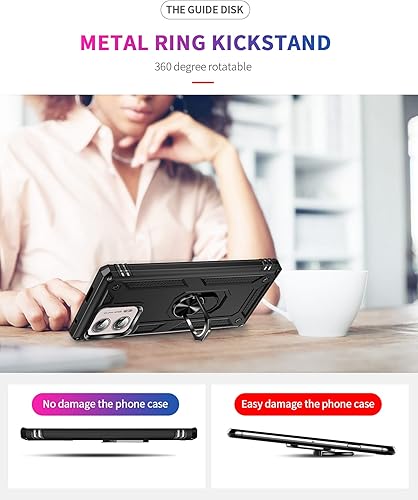 Miniatura 2 de Carcasa de grado militar para Motorola Moto Edge Plus 2023, anillo giratorio de metal 360 grados, soporte de soporte, armadura, resistente a prueba