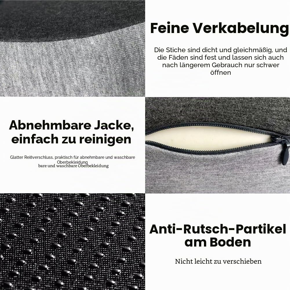 LOMUG Sitzkissen mit Rückenlehne, Memory Schaum Orthopädisch mit Rückenstütze, Ergonomisch Steißbeinkissen für Lschias Bürostuhl Auto LKW Rollstuhl Zuhause Büro Langstrecken Fahrer