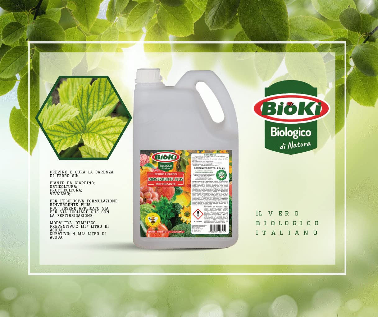 Rinverdente a base di ferro liquido a tripla azione, Nutre, Ravviva e Protegge da squilibri nutrizionali, stress di calore, carenza di ferro e ingiallimenti. Tanica da 5 kg (Tanica da 5 kg)