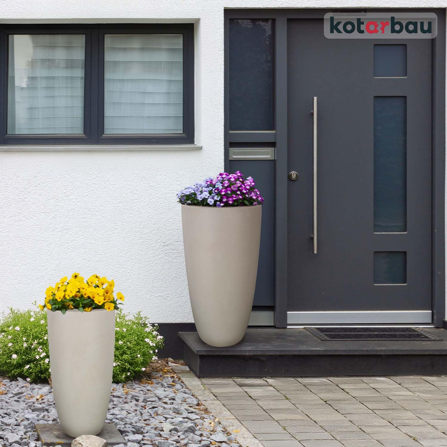 KOTARBAU® Doniczka Wysoka z Włókna Ceramicznego ⌀ 42, Donica Duża do Salonu