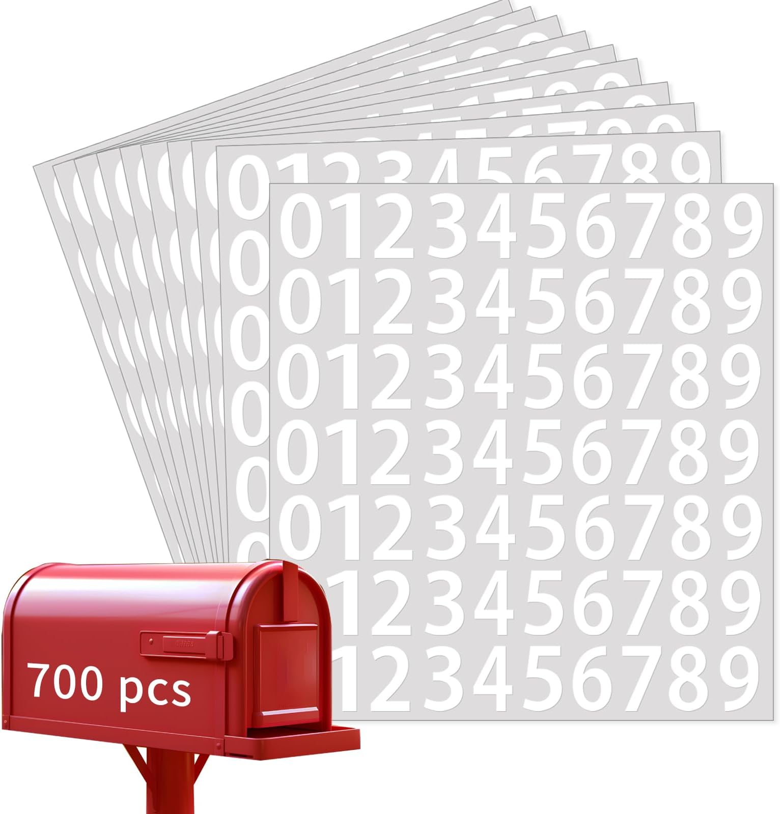 CHARTPAK SelfAdhesive Vinyl Numbers, 1/2 Inch High, White