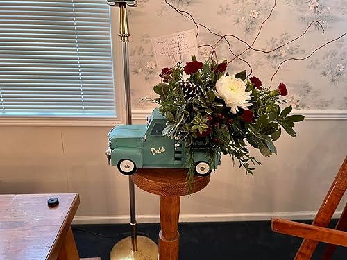 Miniatura 5 de Jardinera de metal para camión, decoración de camiones de granja, decoración del hogar y decoración de temporada, verde azulado