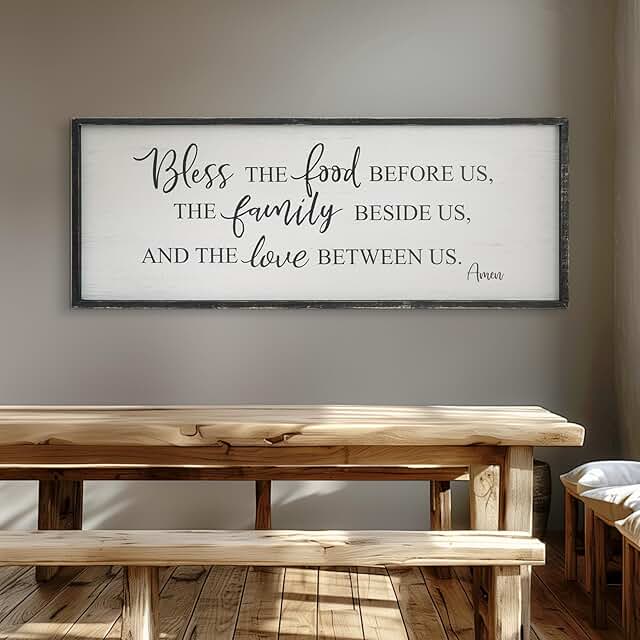 Bless The Food Before Us Home Decor Wall Sign For Family Kitchen Farmhou...
