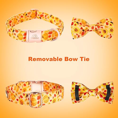Miniatura 2 de Collar de girasol para perro con elegante pajarita, collar de cachorro naranja ajustable, patrón floral, elegante y encantador, accesorio para