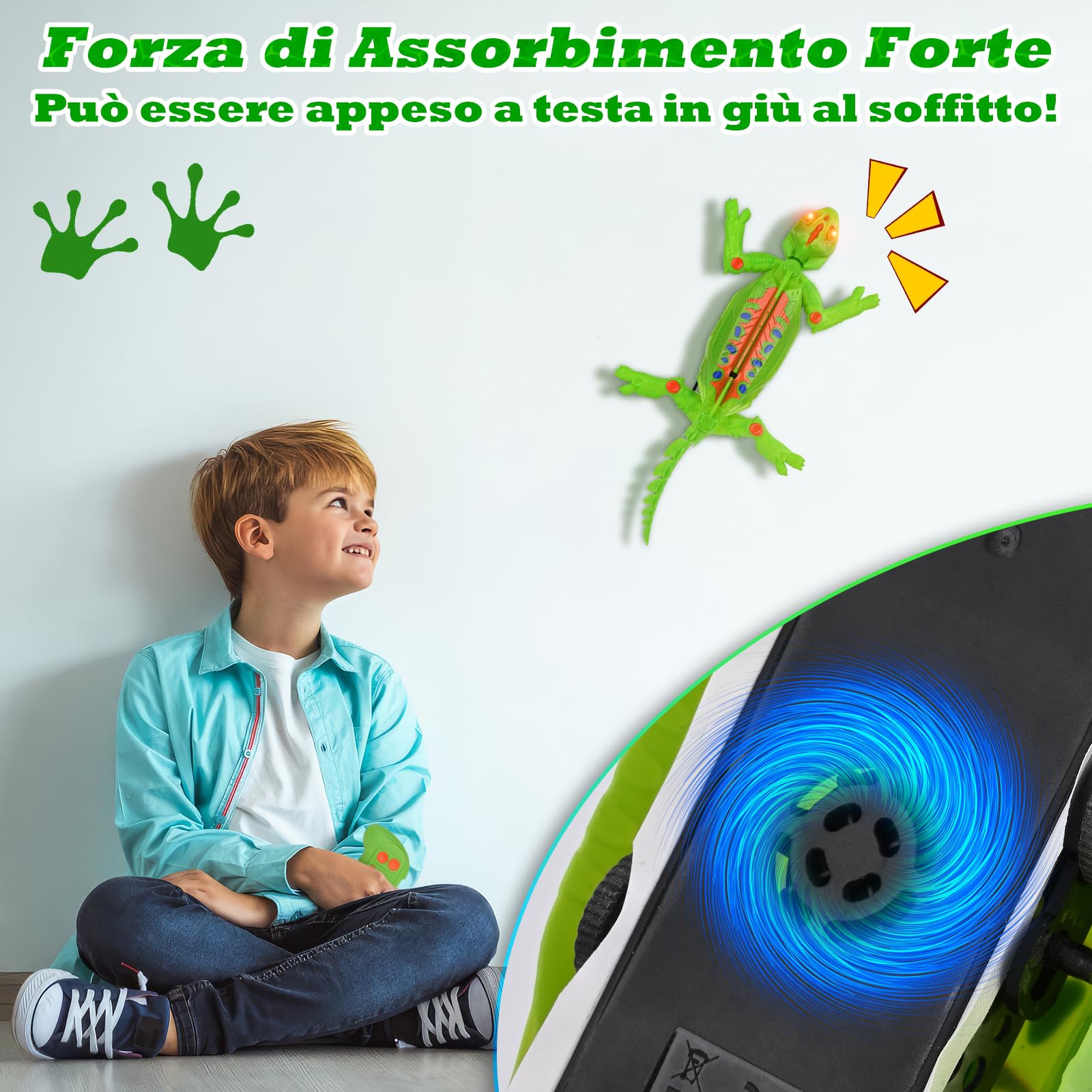 Camaleonte Telecomandato, Giochi che Si Arrampica su Pareti e Soffitti, con Occhi LED Luminosi, Movimenti Realistici, facile da controllare, Giocattolo per Bambini e Bambine, 4+ Anni (lucertole)