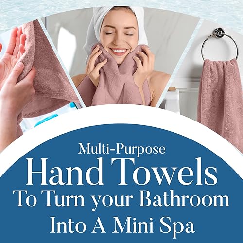 Miniatura 7 de DAN RIVER Paquete de 6 toallas de mano de alta calidad (16 x 28 pulgadas), 100% algodón, ultra suaves, ligeras, altamente absorbentes, para baño