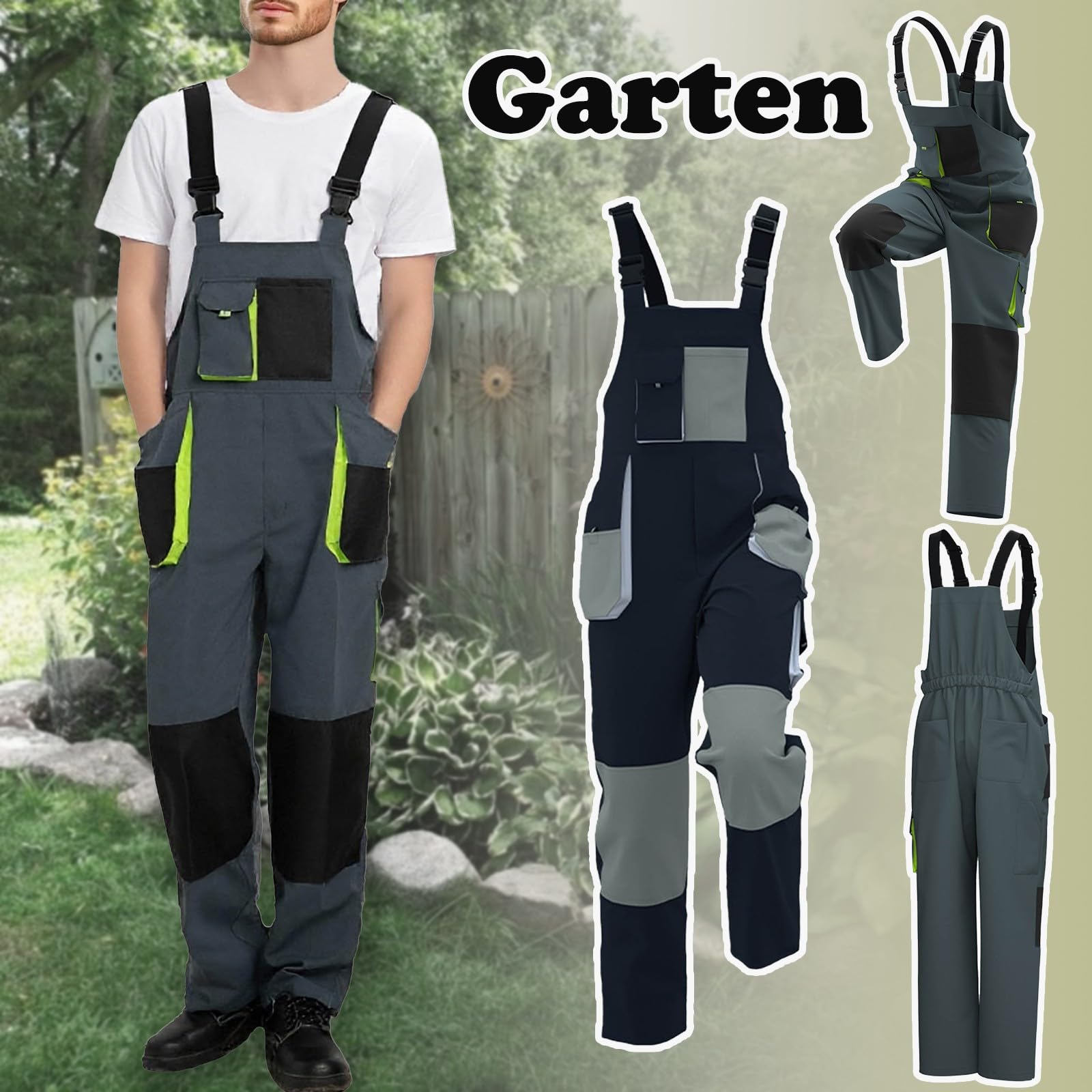 Mono de trabajo para hombre, pantalones largos, ligero y aireado, traje de hombre de basura con bolsillos multifuncionales, ropa de trabajo para artesanos, albañiles, carpinteros