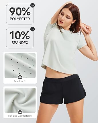 Yoga Women Short Sleeve T-Shirts UPF 30+ Sun Protection Quick Dry Athletic Running Workout Tops Ultra-Soft