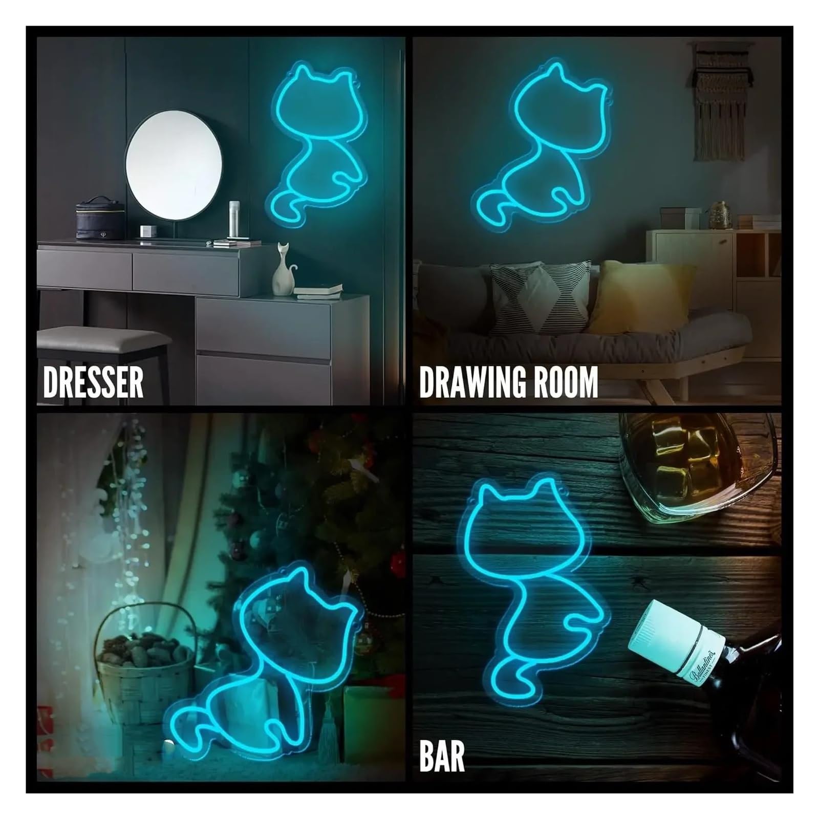 néon signe Enseigne Lumineuse En Forme De Chat, Alimentée Par Batterie, Idéale Pour Une Chambre À Coucher, Un Salon, Une Fête D'anniversaire 30x15.5cm