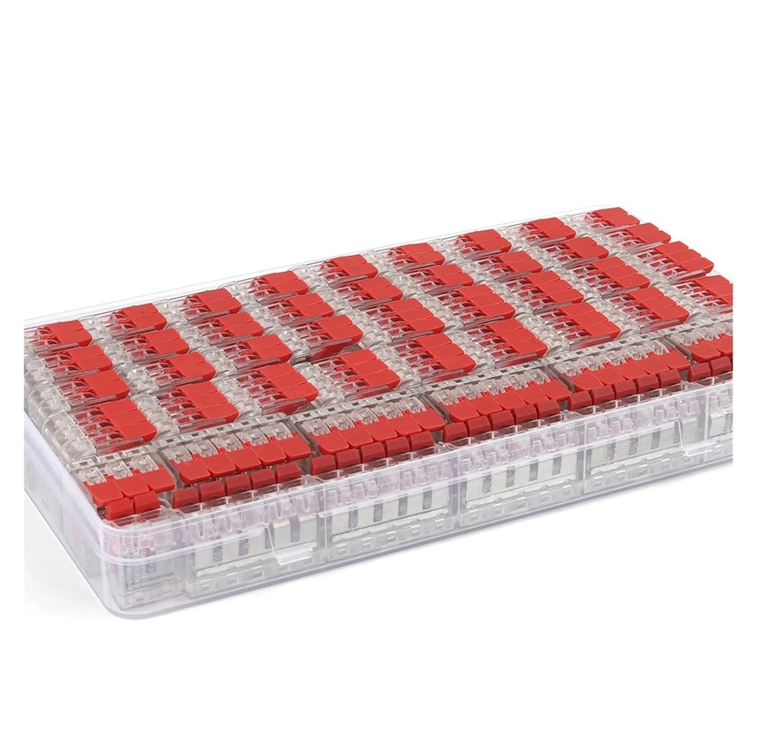 Universal Compact Wiring Splicing Conector Quick Wiring Terminal Block Set 25/75/76/90PCS Red Lever Compact Copper Conductor Push-in Electric Cable Wire Connector Kit(413R 25PCS)