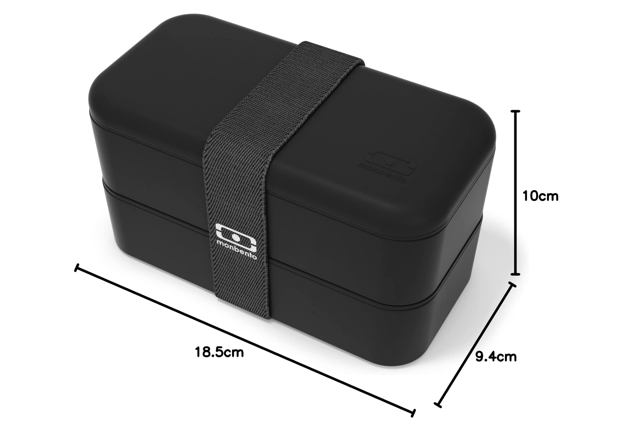 monbento - Bento box MB Original Onyx - Boîte Repas à Compartiments - Lunch box Hermétique 2 étages - Idéal pour Travail/Ecole - Sans BPA - Durable et Sûr - Made In France - Noir