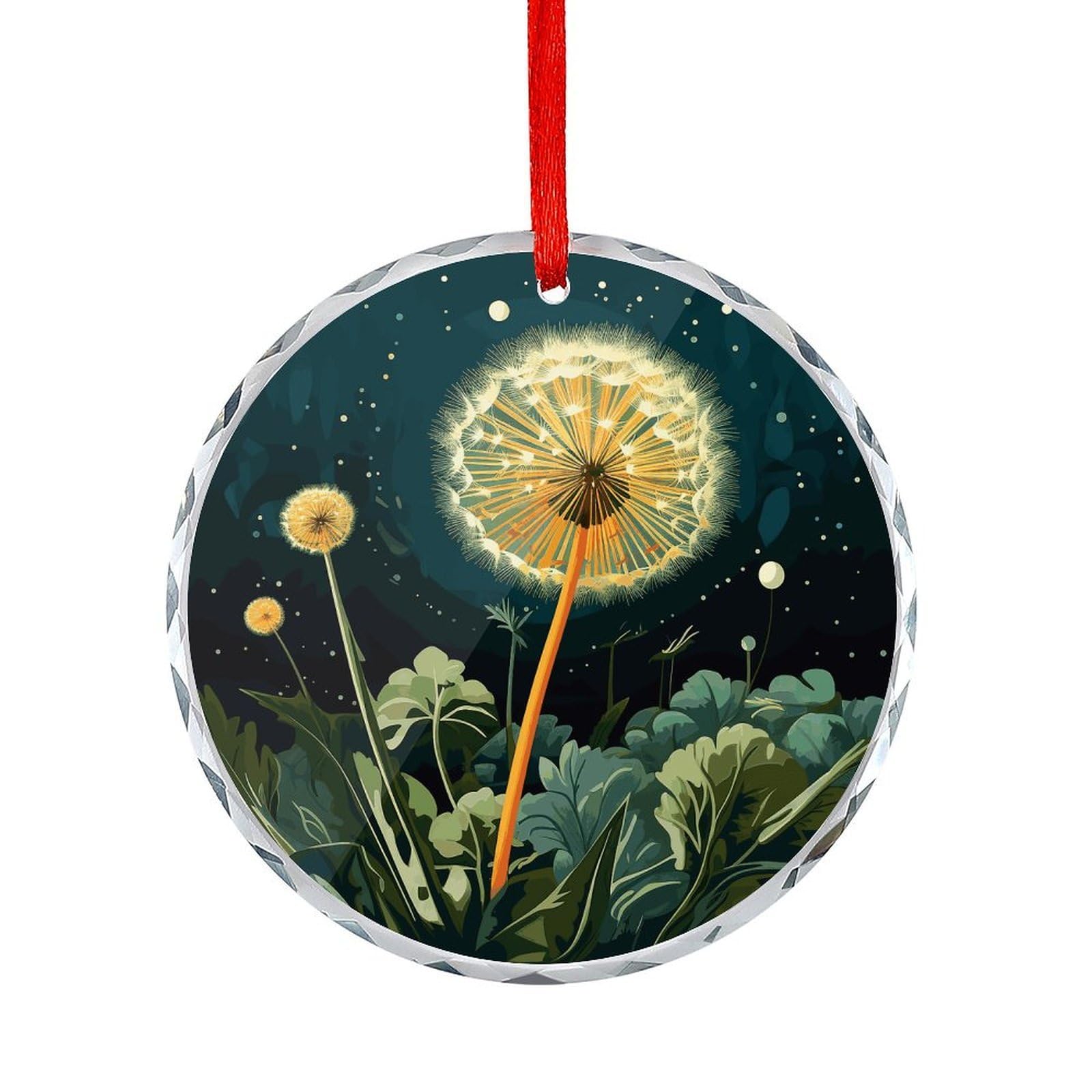 Btcowzrv Style Dandelions At Night Round Ornament Hanging Pendant Decor
