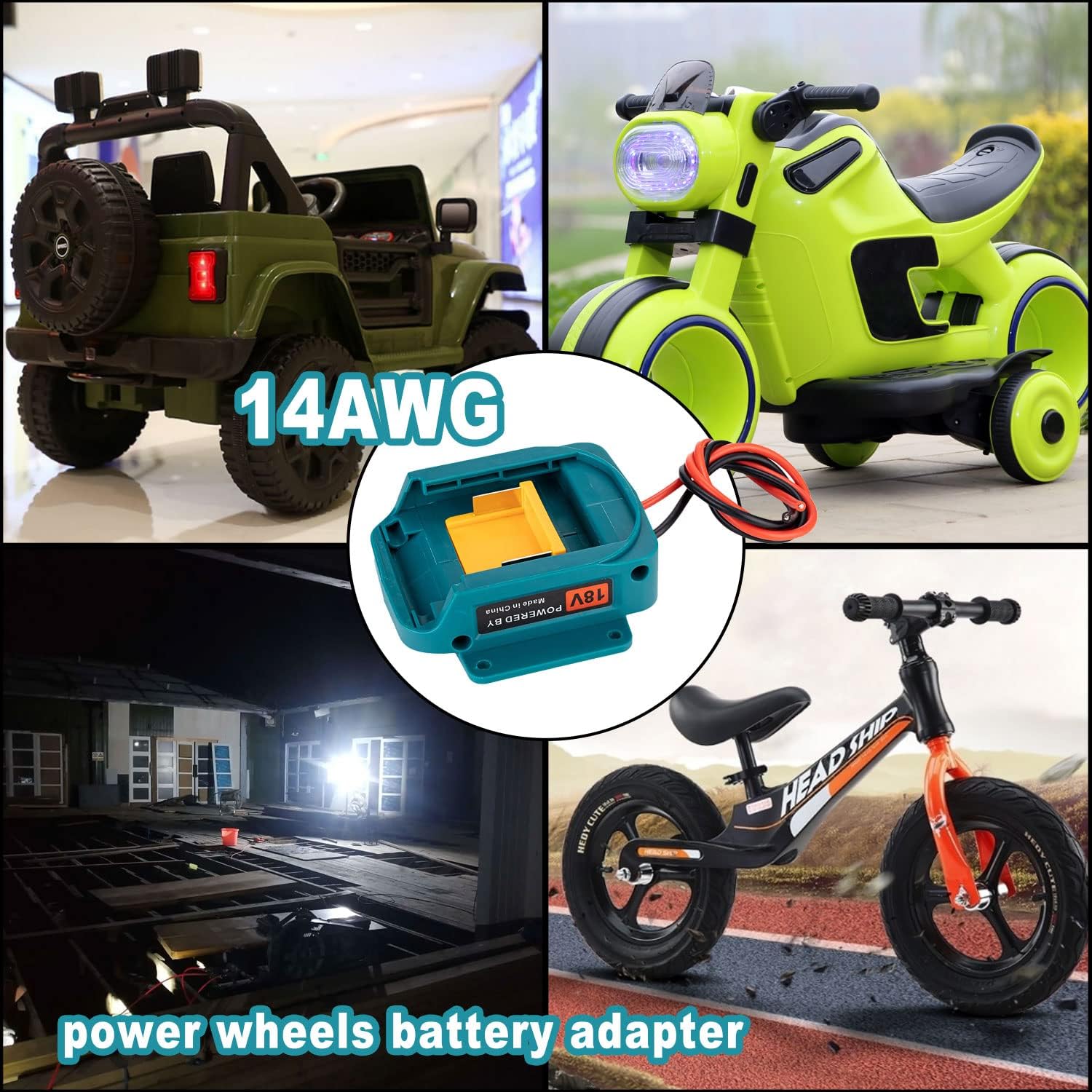 Power Battery Adapter Wheel for Makita 18V LXT Battery with 14 AWG Wire Connector for BL1850B, BL1860B,BL1830B,BL1840B,BL1820B for DIY Rc Car Toys, Robotics and Rc Truck