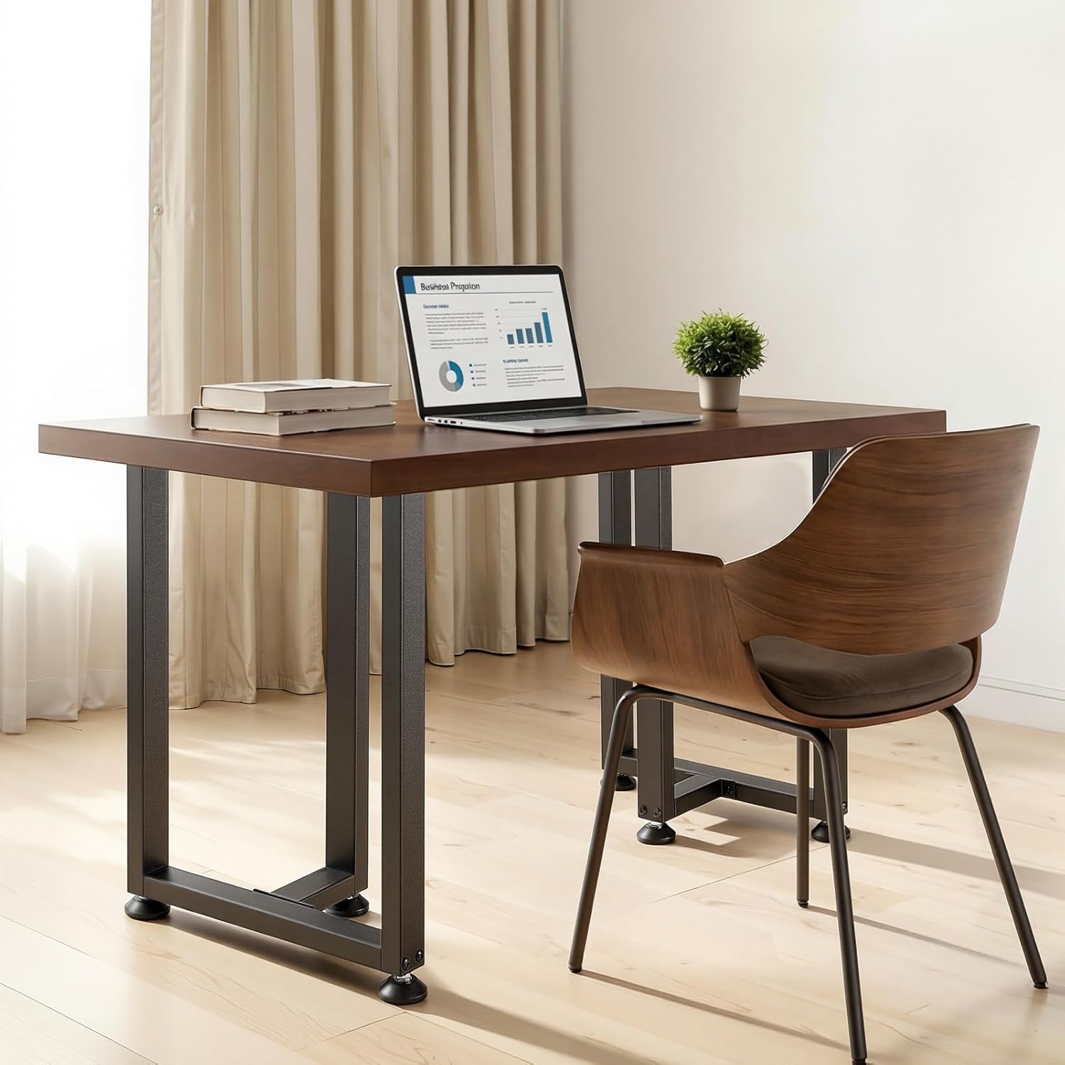 VEVOR Table Legs, 29.1" H x 17.7" W Square T Shape Steel Furniture Legs, Modular Design, Easy Assembly, 2204 lbs Max Load Heavy Duty, for Home Office Desk, Dinner Table, Workbenches, Set of 2, Black