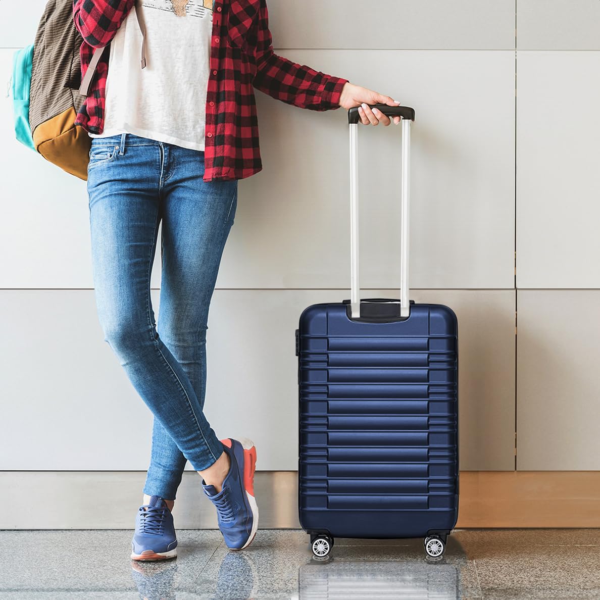 TRVLMORE Trolley Bagaglio a Mano 55x40x20 - Valigia Bagaglio a Mano 55x40x20 - Valigia 10 kg - Valigie Trolley - Valigia Piccola - Trolley da Cabina - Trolley da Viaggio - Blu