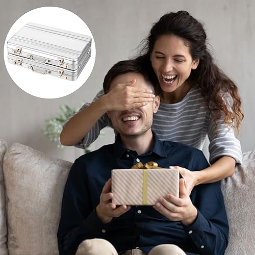 Miniatura 6 de OBANGONG Maletín de aluminio para tarjetas de visita, 4 unidades, mini, lindo maletín de contraseña, tarjetero de metal, tarjetero de crédito,