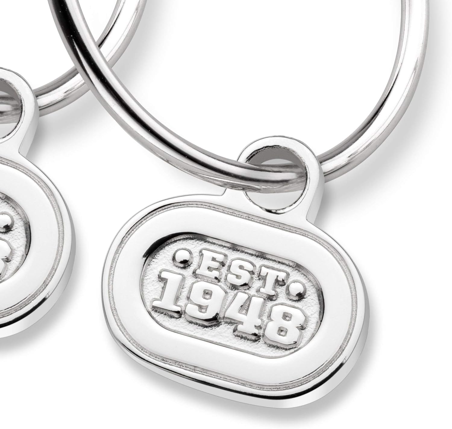 NASCAR Sterling Silver Hoop Earrings with EST.1948 Charm