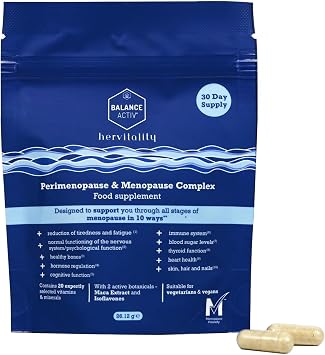 Balance Activ HerVitality, Perimenopause & Menopause Complex, Hormone Balancing, Maintain Wellbeing with Essential Vitamins, Minerals and Botanicals, Vegan, 30 Capsules, 1 Pack