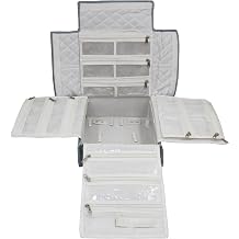 atorakushon Jewelry Foldable Travel Organizer Case Transparent Storage Zipper Locker Box Pouch for Necklaces Earrings Rings Bracelets Grey