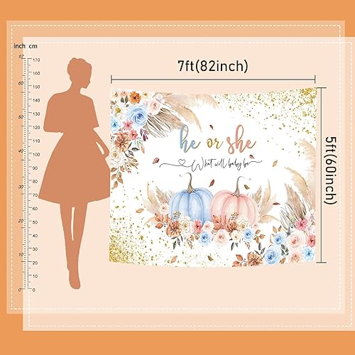 Miniatura 5 de Mocsicka Fondo de calabaza para revelación de género de otoño, calabaza, baby shower, decoraciones de fiesta de Acción de Gracias, calabaza,