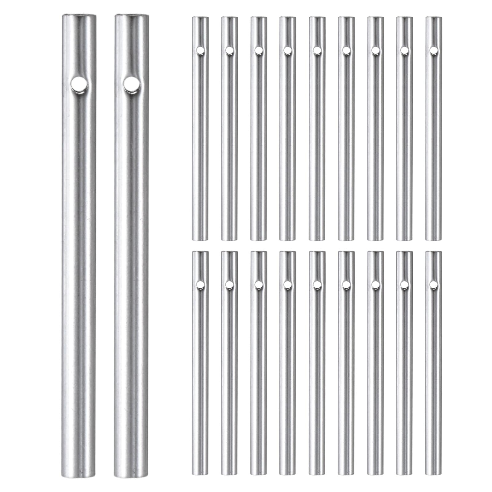 M METERXITY 20-Pack Wind Chime Tubes 0.6x8cm, Metal Wind Bell, Silver