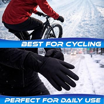 WESTWOOD FOX WFX Cycling Gloves Touchscreen Thermal Running Gloves Black Winter Gloves Warm Windproof Non-slip Fleece Lining Bike Gloves Warm Gloves for Men Women