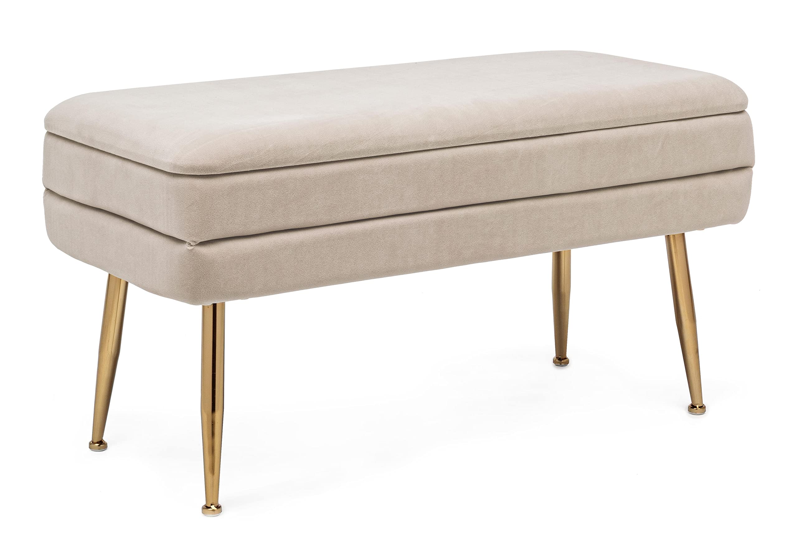 Fashion Commerce - Banco contenedor Pavlina, Beige, 80 x 38 x 42 cm