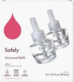 Safely Scent Diffuser Refills – Bliss Scent 2 Pack – Essential Oil Formula with Adjustable Strength – Up to 100 Days of Fragrance – .67 Oz Each