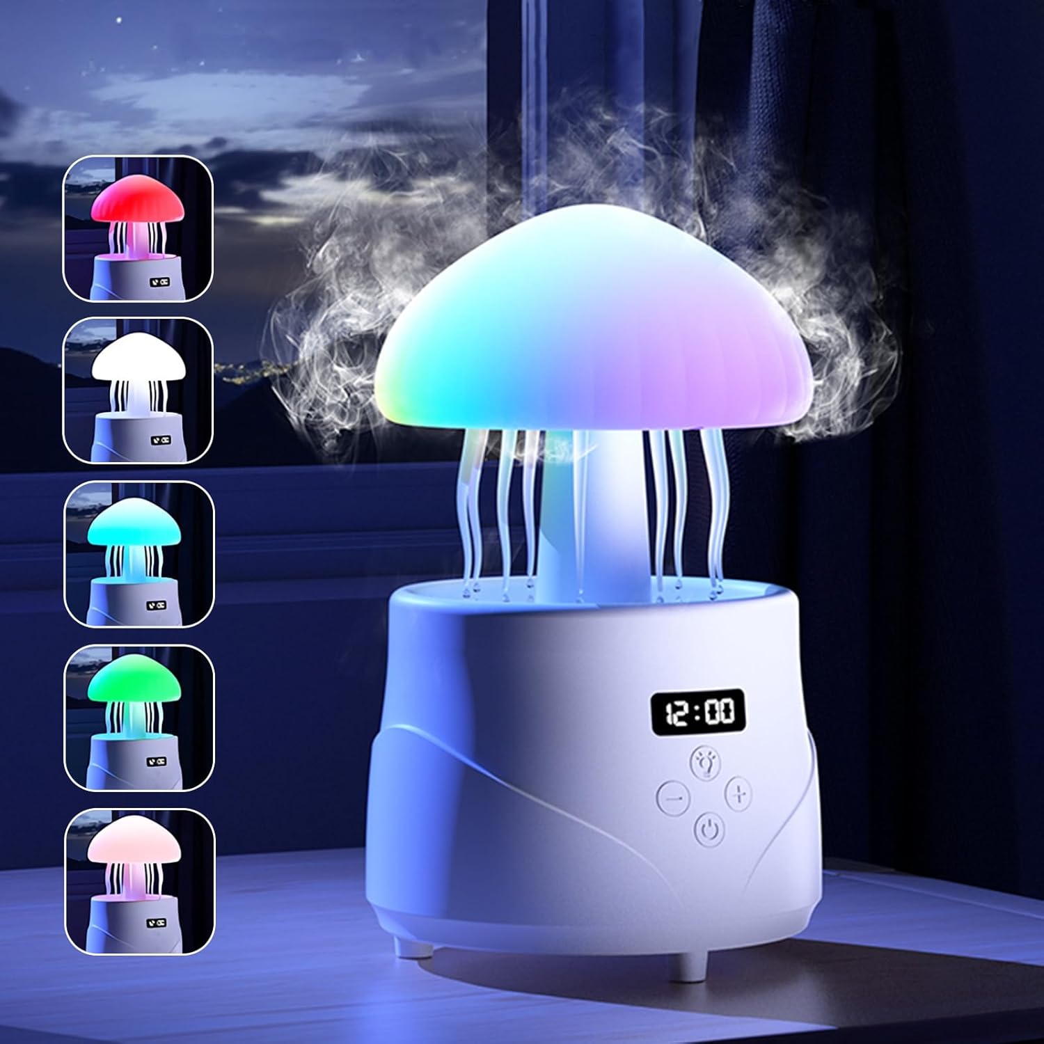 AVEKI Jellyfish Humidifiers for Bedroom with Bluetooth Speaker, 600ml Cute Humidifier Diffuser with Colorful Mood Light & Clock Display, Air Humidifiers for Women, Gifts for Mom (Jellyfish)