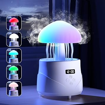 AVEKI Jellyfish Humidifiers for Bedroom with Bluetooth Speaker, 600ml Cute Humidifier Diffuser with Colorful Mood Light & Clock Display, Air Humidifiers for Women, Gifts for Mom Jellyfish