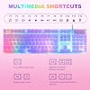 Teclado y mouse gamer RGB con cable, 10 efectos de retroiluminación para PC | 104 teclas iluminadas, silencioso, transparente, anti-ghosting, set púrpura para laptop Xbox PS4 PS5 y trabajo 5