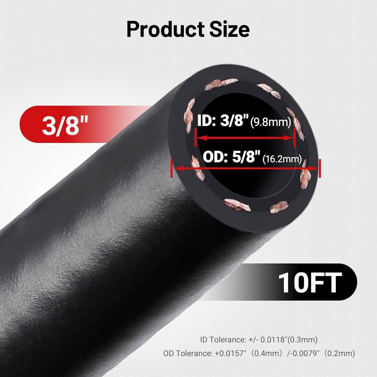 EVIL ENERGY 3/8 Marine Fuel Line Hose Type A1-15 Rubber 10FT SAE J1527