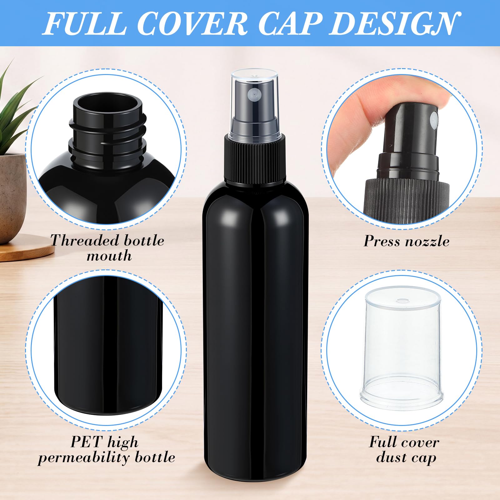 Kigley 100-Piece Plastic Fine Mist Spray Bottles, 4 oz Refillable