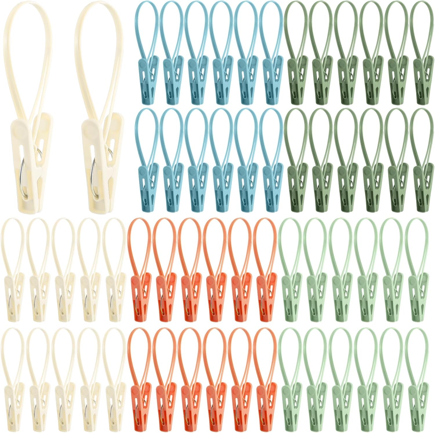 eydak Multi-pose Laundry Hooks Hanging Clips Bulk with Plastic Rope