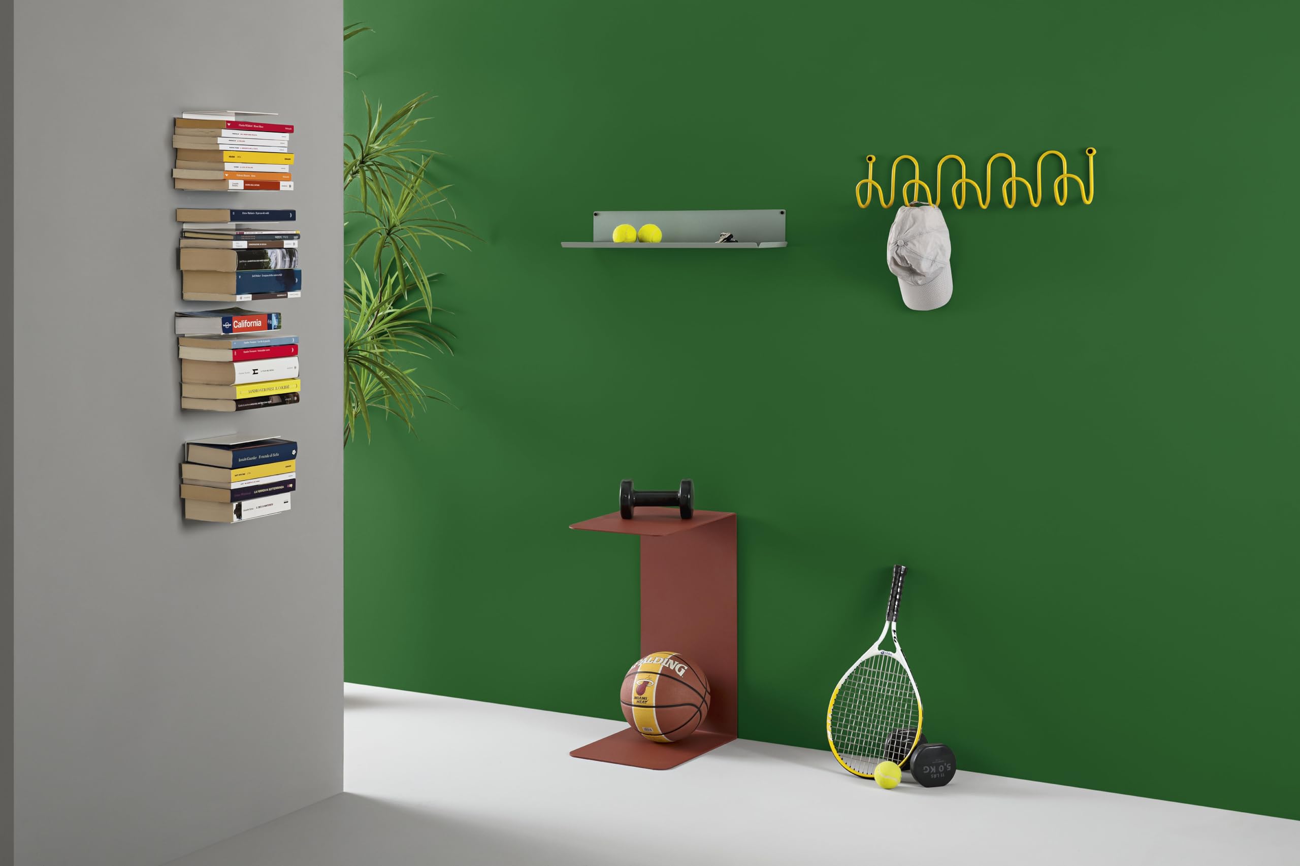 D-Segno Libreria da Parete Invisibile in Metallo – Mensole da Muro di Design, Libreria sospesa salvaspazio, mensole a scomparsa per libri – Made in Italy
